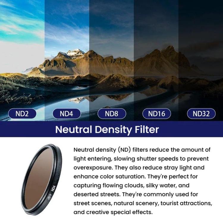 Micro SLR Camera Light Reduction Filter Medium Gray Density Lens, JSR ND2 37mm, JSR ND4 37mm, JSR ND8 37mm, JSR ND16 37mm, JSR ND32 37mm, JSR ND2 40.5mm, JSR ND4 40.5mm, JSR ND8 40.5mm, JSR ND16 40.5mm, JSR ND32 40.5mm, JSR ND2 43mm, JSR ND4 43mm������...