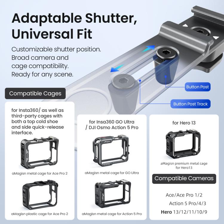 aMagisn Universal Camera Metal Xplorer Grip Kit For DJI Osmo Action/Insta360/GoPro HERO Series