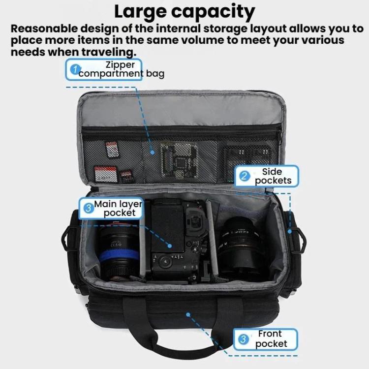 Portable Large-Capacity DSLR Crossbody Bag Handheld Shockproof Camera Bag