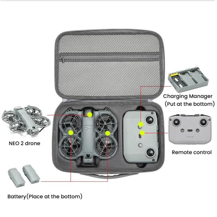 For DJI Neo 2 Fly More Combo Hard Shell Carrying Case Custom-Molded Sling Bag