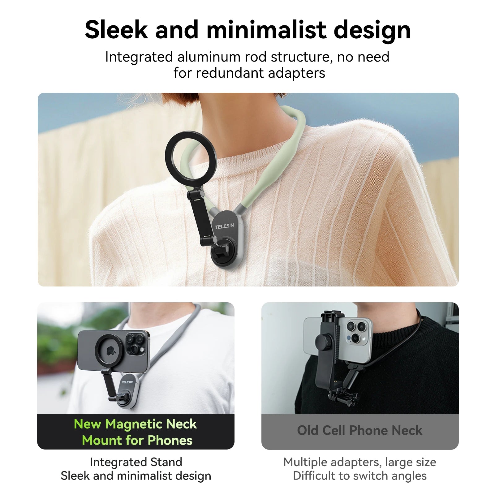 Silicone Magnetic Neck Mount Quick Release Hold for iPhone 15 14 13 12 11 10 SAMSUNG HUAWEI XIAOMI Phone Accessories